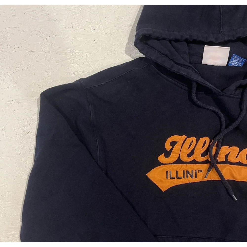 Vintage Victory Sports Illinois Illini Sweatshirt Embroidered Mens L Blue Orange